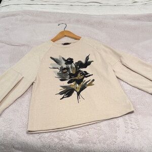 Floral Beige Long Sleeve Super Soft Sweater